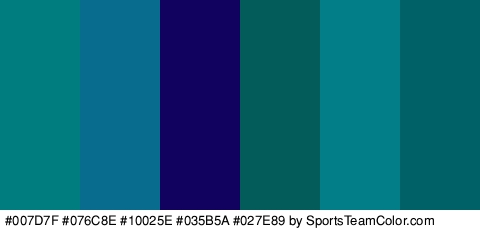 #007D7F #076C8E #10025E #035B5A #027E89 #006266 Colors