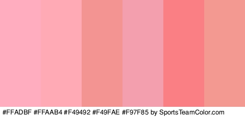 #FFADBF #FFAAB4 #F49492 #F49FAE #F97F85 #F49992 Colors