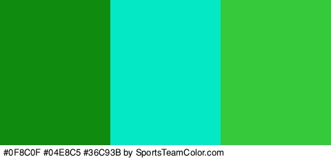 #0F8C0F #04E8C5 #36C93B Colors