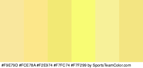 #F9E79D #FCE78A #F2E974 #F7FC74 #F7F299 #F2E582 Colors