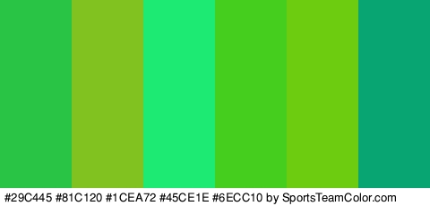 #29C445 #81C120 #1CEA72 #45CE1E #6ECC10 #08A573 Colors