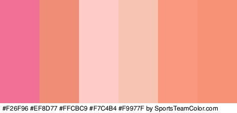 #F26F96 #EF8D77 #FFCBC9 #F7C4B4 #F9977F #F79276 Colors