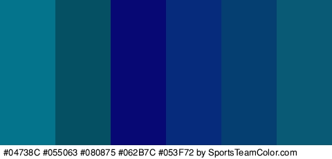 #04738C #055063 #080875 #062B7C #053F72 #095A75 Colors