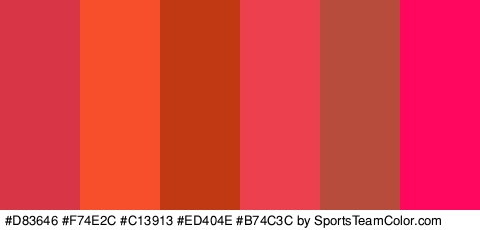 #D83646 #F74E2C #C13913 #ED404E #B74C3C #FF075E Colors