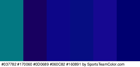 #037782 #170060 #0D0689 #060C82 #160891 #000070 Colors