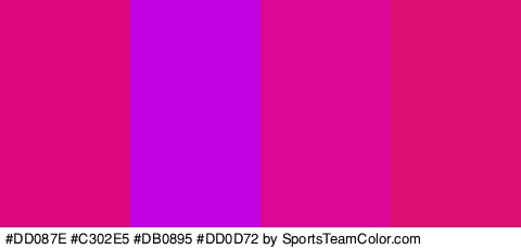 #DD087E #C302E5 #DB0895 #DD0D72 Colors