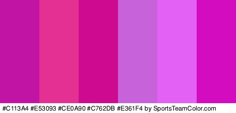 #C113A4 #E53093 #CE0A90 #C762DB #E361F4 #D30CBF Colors