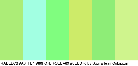 #ABED76 #A3FFE1 #80FC7E #CEEA69 #8EED76 #D0F48D Colors