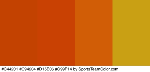 #C44201 #C94204 #D15E06 #C99F14 Colors