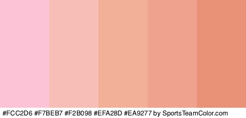 #FCC2D6 #F7BEB7 #F2B098 #EFA28D #EA9277 Colors