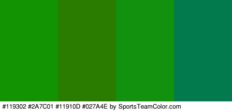 #119302 #2A7C01 #11910D #027A4E Colors