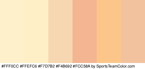 #FFF0CC #FFEFC6 #F7D7B2 #F4B692 #FCC58A #F2C29F Colors