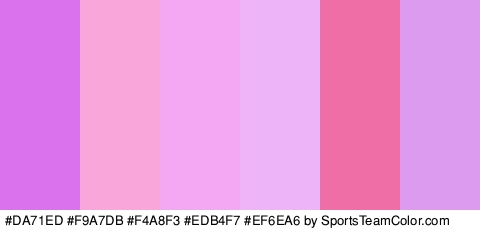 #DA71ED #F9A7DB #F4A8F3 #EDB4F7 #EF6EA6 #DC9BEF Colors