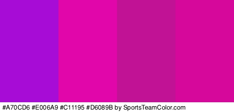 #A70CD6 #E006A9 #C11195 #D6089B Colors