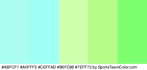 #ABFCF1 #A0FFF5 #CEFFAD #B6FC88 #7EFF72 Colors