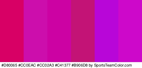 #D80065 #CC0EAC #CC02A3 #C41377 #B906D8 #CE08CB Colors