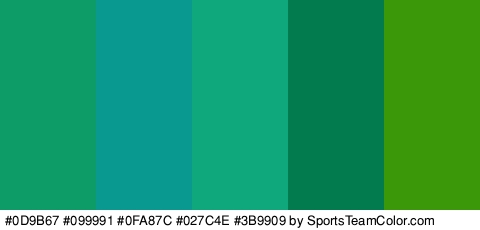 #0D9B67 #099991 #0FA87C #027C4E #3B9909 Colors