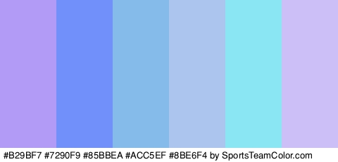 #B29BF7 #7290F9 #85BBEA #ACC5EF #8BE6F4 #CCBEF7 Colors