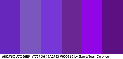 #6827BC #7C56BF #7737D6 #6A2793 #9006E5 #5C1082 Colors