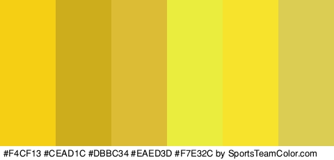 #F4CF13 #CEAD1C #DBBC34 #EAED3D #F7E32C #DBCD53 Colors