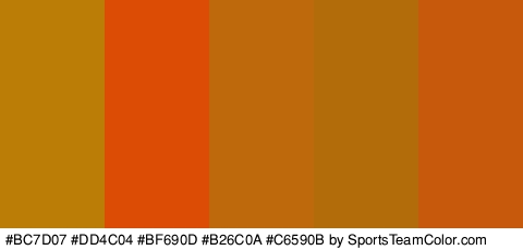 #BC7D07 #DD4C04 #BF690D #B26C0A #C6590B Colors