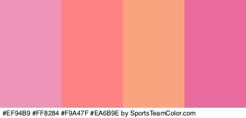 #EF94B9 #FF8284 #F9A47F #EA6B9E Colors