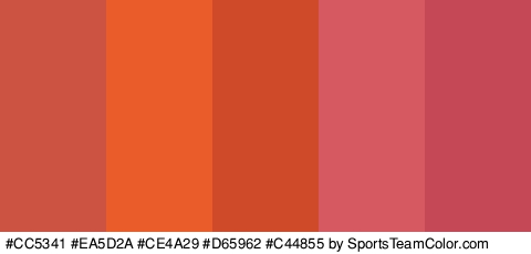 #CC5341 #EA5D2A #CE4A29 #D65962 #C44855 Colors