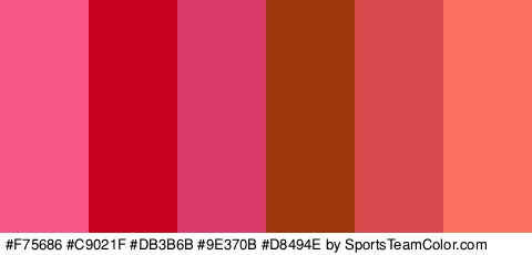 #F75686 #C9021F #DB3B6B #9E370B #D8494E #F9715E Colors