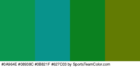 #0A964E #08938C #0B821F #627C03 Colors