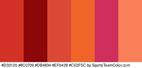 #D33126 #8C0709 #DB4834 #EF6428 #CE2F5C #F97F59 Colors