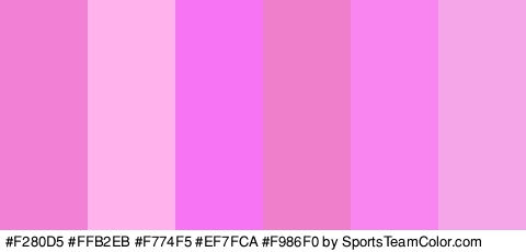 #F280D5 #FFB2EB #F774F5 #EF7FCA #F986F0 #F4A6E9 Colors