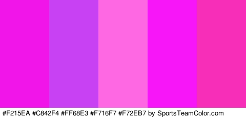 #F215EA #C842F4 #FF68E3 #F716F7 #F72EB7 Colors