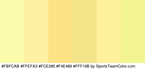 #FBFCAB #FFEFA3 #FCE285 #F4E489 #FFF19B #F1F490 Colors