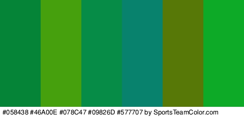 #058438 #46A00E #078C47 #09826D #577707 #0DAA27 Colors