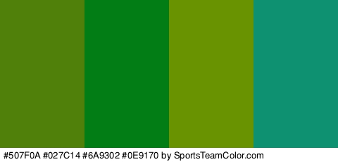 #507F0A #027C14 #6A9302 #0E9170 Colors