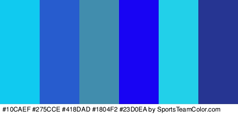 #10CAEF #275CCE #418DAD #1804F2 #23D0EA #253591 Colors