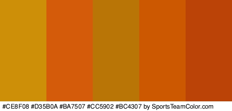 #CE8F08 #D35B0A #BA7507 #CC5902 #BC4307 Colors