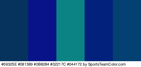 #06325E #081389 #0B8284 #02217C #044172 Colors