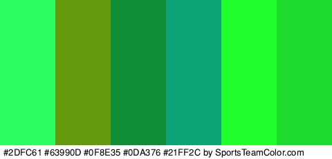 #2DFC61 #63990D #0F8E35 #0DA376 #21FF2C #1CDB2C Colors