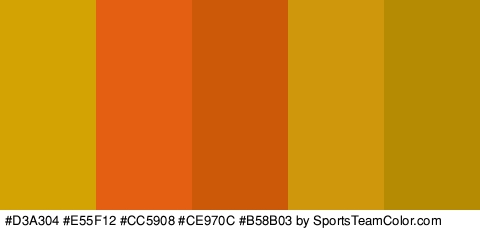 #D3A304 #E55F12 #CC5908 #CE970C #B58B03 Colors