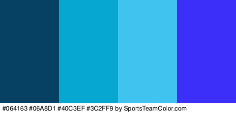 #064163 #06A8D1 #40C3EF #3C2FF9 Colors