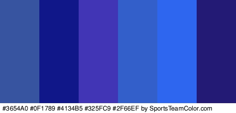 #3654A0 #0F1789 #4134B5 #325FC9 #2F66EF #221A75 Colors