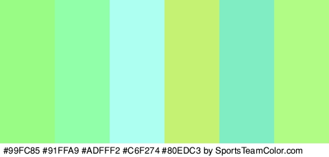 #99FC85 #91FFA9 #ADFFF2 #C6F274 #80EDC3 #B1FC85 Colors