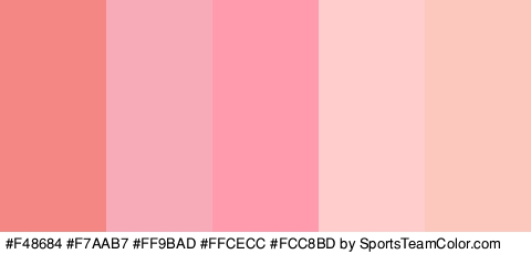 #F48684 #F7AAB7 #FF9BAD #FFCECC #FCC8BD Colors