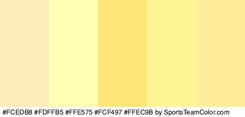 #FCEDB8 #FDFFB5 #FFE575 #FCF497 #FFEC9B Colors