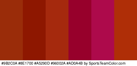 #9B2C0A #8E1700 #A5290D #96002A #AD0A4B #AF2E07 Colors