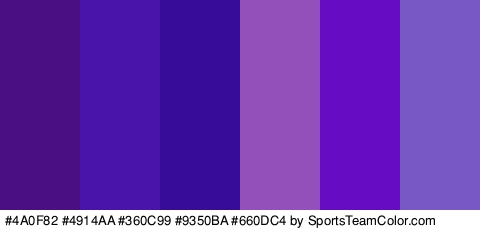 #4A0F82 #4914AA #360C99 #9350BA #660DC4 #7858C4 Colors