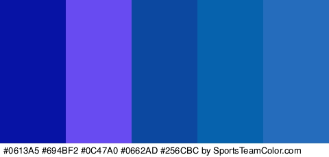 #0613A5 #694BF2 #0C47A0 #0662AD #256CBC Colors