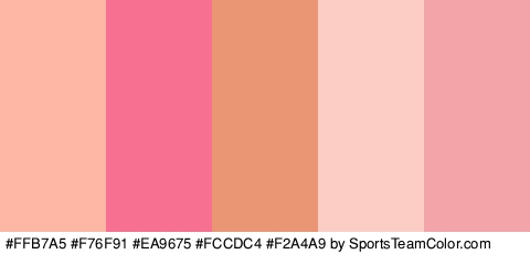 #FFB7A5 #F76F91 #EA9675 #FCCDC4 #F2A4A9 Colors