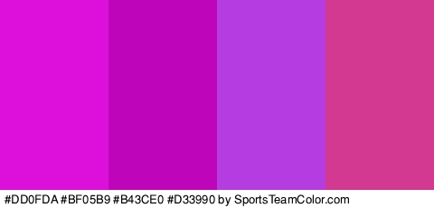 #DD0FDA #BF05B9 #B43CE0 #D33990 Colors